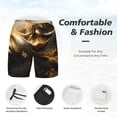 thumbnail image 2 of Kdxio Luxurious Gold Flow Print Men's Swim Trunks with Compression Liner 7 Inch Inseam Quick Dry Swim Shorts, 2 of 5