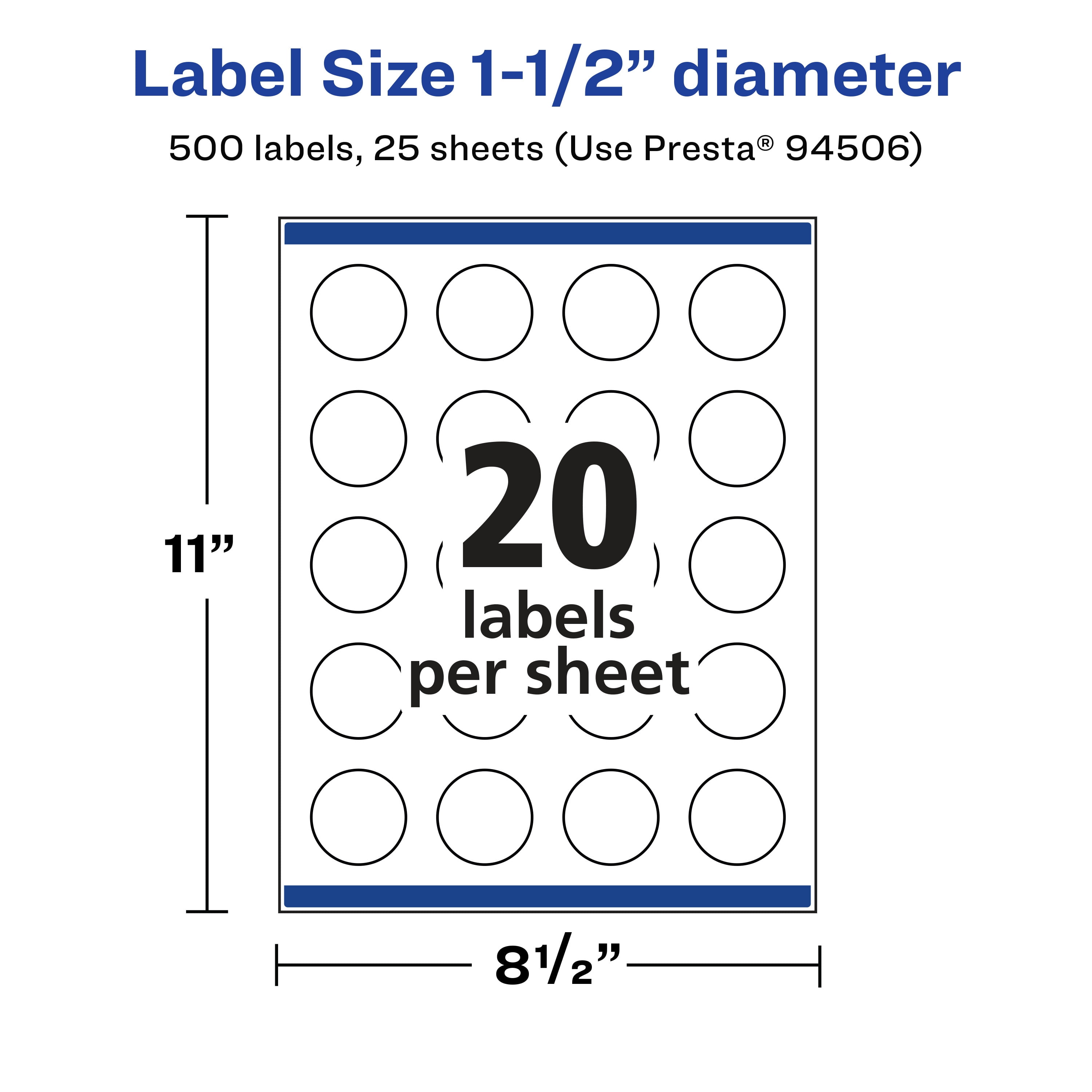 Avery Matte Clear Round Labels, 1-1/2" Diameter, 500 Total