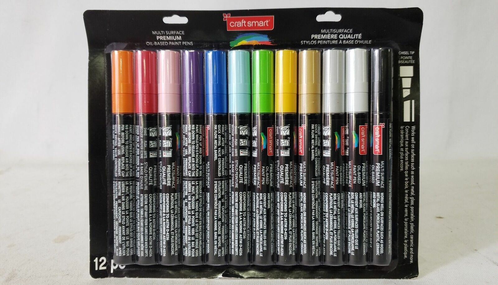 Craft Smart Multi Surface Premium Chisel Tip Oil Based Paint Pens 12