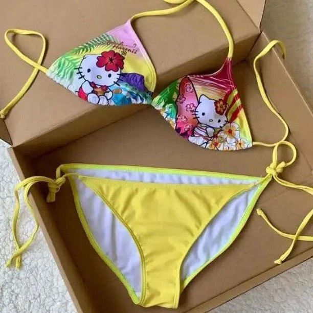 Sanrio Hello Kitty-ropa interior para mujer, figura de Anime, moda Sexy Y2K picante para chicas, Conjunto de Sujetador deportivo elástico, prendas de vestir, Bikini