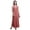 Dark Peach, variant on Floral Ladies Crew Neck Waist String Print Maxi Dress with Side Slits Summer Wear-Medium