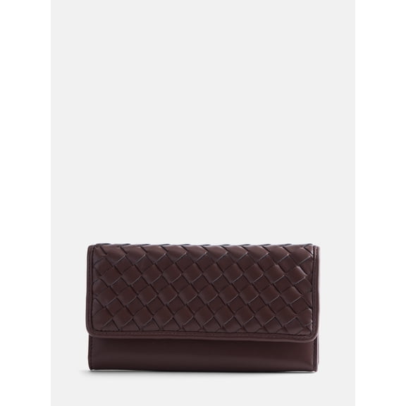 Scenario Women's Woven Faux Leather Clutch Wallet, Warm Chocolate