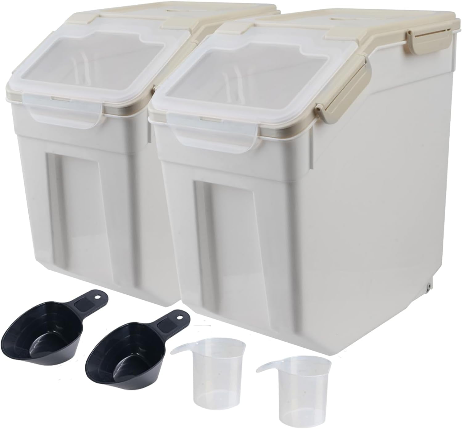2-Pack Airtight Flour Storage Container – 25 Lb Capacity With Wheels & Flip-Top Lids, Pink