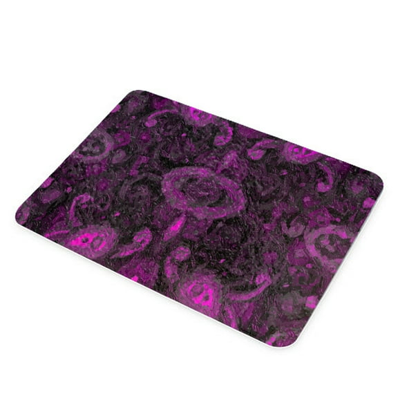 KuzmarK Glass Cheese Cutting Board 11"x7.75" - Paisley Pink Painting