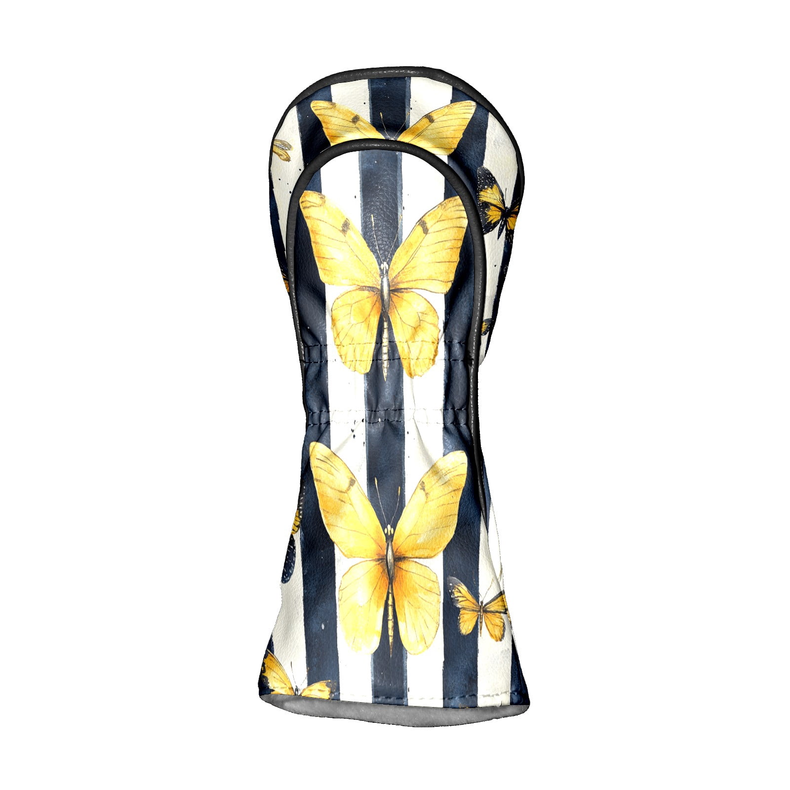 Golf Club Covers PU Leather Waterproof Head Covers for Fairway Woods Hybrids Yellow Butterfly Unisex Fits Most Brands