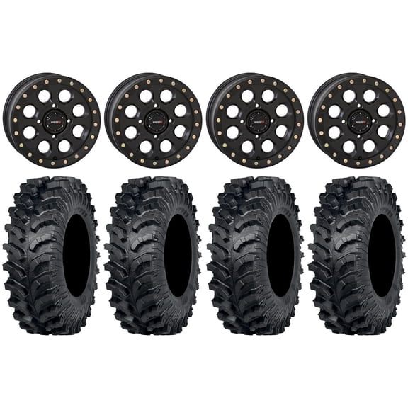 System 3 SB-7 15" Wheels Black (6 1) 32" MT911 Tires Sportsman RZR Ranger