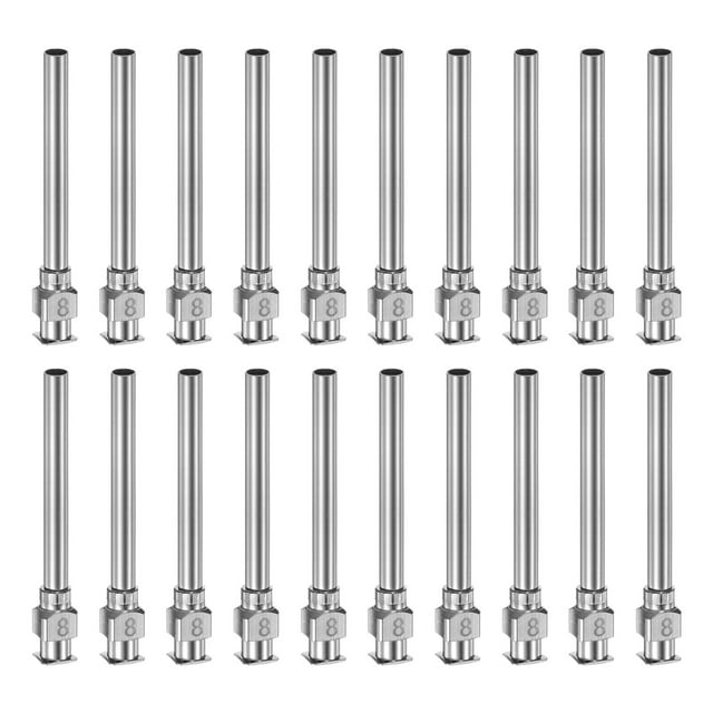 Unique Bargains 20 Pcs Aiguilles Distributrices en Acier Inoxydable 8G, Tube à Colle 1-1/2 Pouces Pointe Émoussée