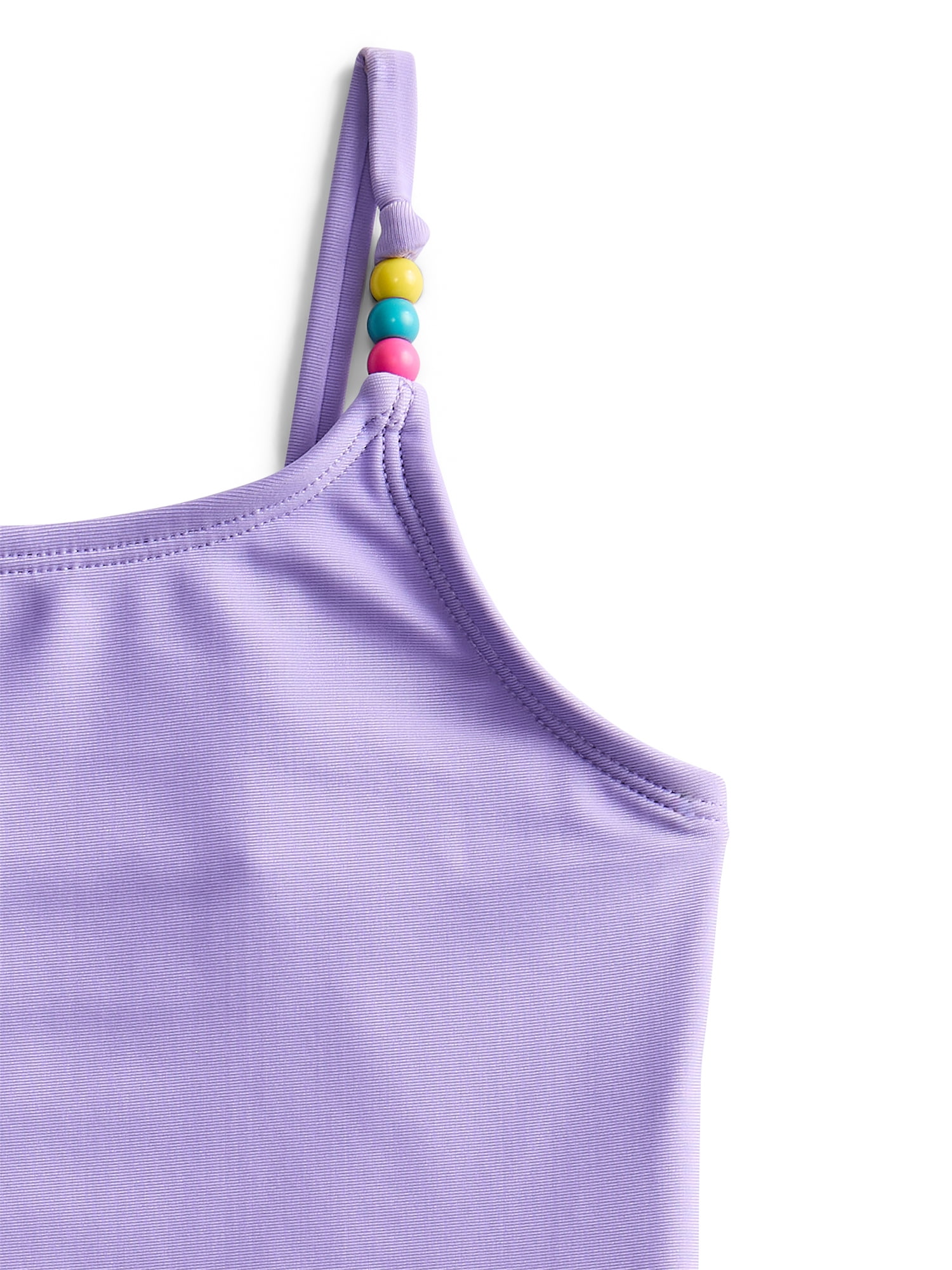 Wonder Nation Girls' Beaded Strap Tankini Swimsuit with UPF 50+, 2-Piece, Sizes 4-18 & Plus