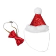 thumbnail image 2 of 2 piezas de disfraces de Navidad para mascotas, pajarita de Navidad ajustable y sombrero, disfraz de Cosplay, sombreros adorables para gatos, perros (gorra triangular + pajarita), 2 of 5