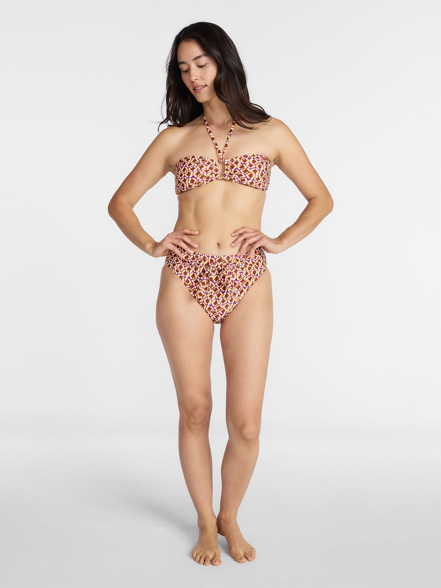 Time and Tru Women's and Women's Plus O Ring Bandeau Bikini Top, Sizes XS-3X