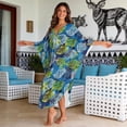 thumbnail image 2 of XYZCANDO Tropical Leaves Kaftan Dresses for Women Plus Size Bathing Suit Cover up Caftan Maxi Beach Dresses Flowy Swim Cover Up Plus Size Beachwear Vacation Outfits Resort Wear, 2 of 7