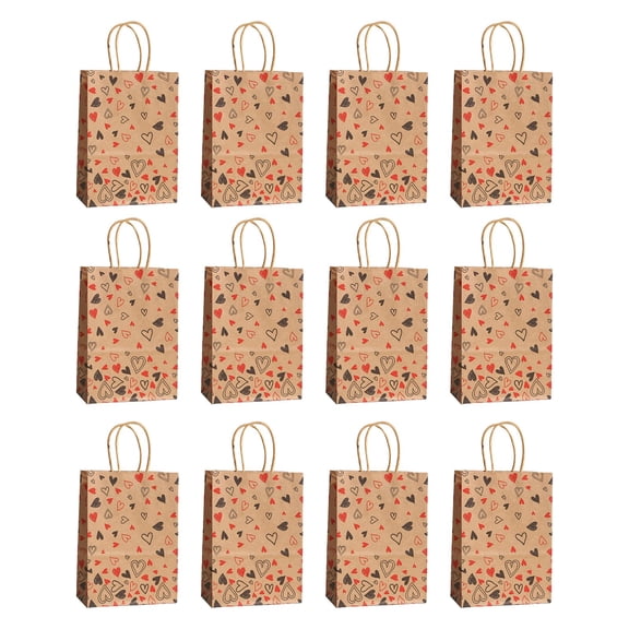12PCS Valentine’s Day Heart Kraft Gift Bags Handcrafted Party And Decoration Packaging for Couples