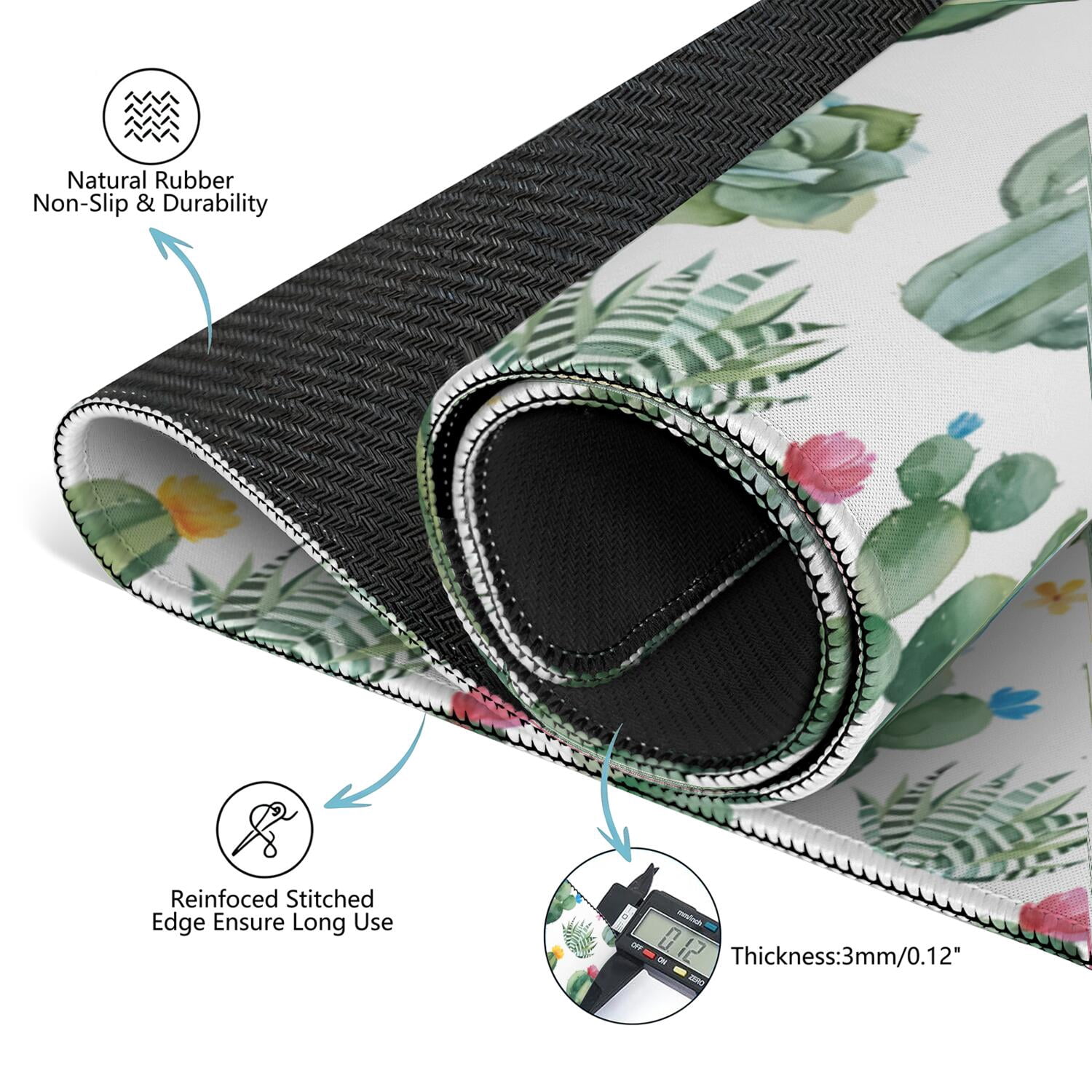 Square Plants Mahjong Mat 31.5 Inches Constructed from Durable Rubber with Anti-Slip Properties and Noise Dampening Technology for Multi-Functional Table Top