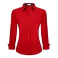 thumbnail image 1 of Chemises Habillées pour Femmes Coupe Régulière Manches Longues Extensibles Chemise de Travail, Rouge, m, 1 of 4