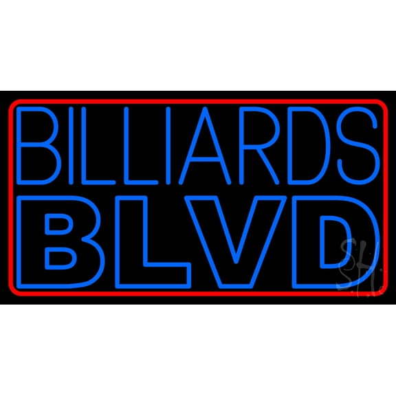 Billiards Blvd LED Neon Sign 13 x 24 - inches, Black Square Cut Acrylic Backing, with Dimmer - Bright and Premium built indoor LED Neon Sign for wall décor, arcarde, and storefront.