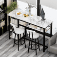 thumbnail image 6 of BAXLUXE Bar Table and Chairs Set for 2,Small Dining Table with Storage,Faux Marble High Kitchen Bar Table Breakfast Nook Set Eating Table, White, 6 of 11