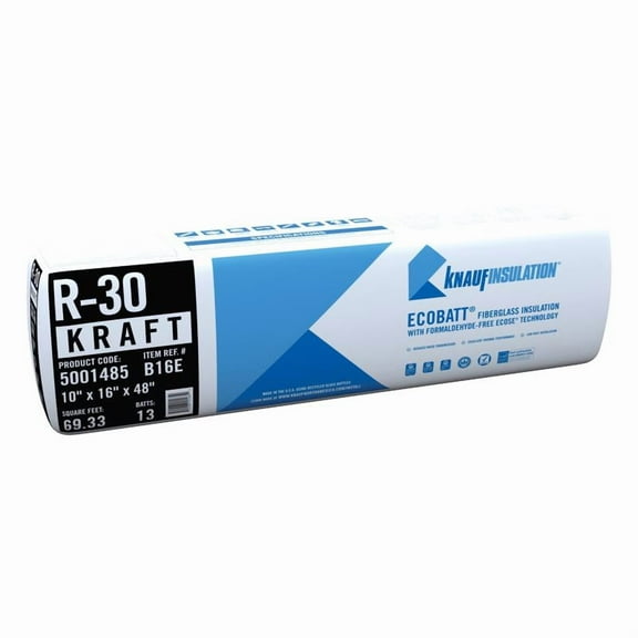 Owens Corning Eco Touch 16 in. W x 48 in. L 30 Kraft Faced Fiberglass Insulation Batt 58.67 sq. ft.