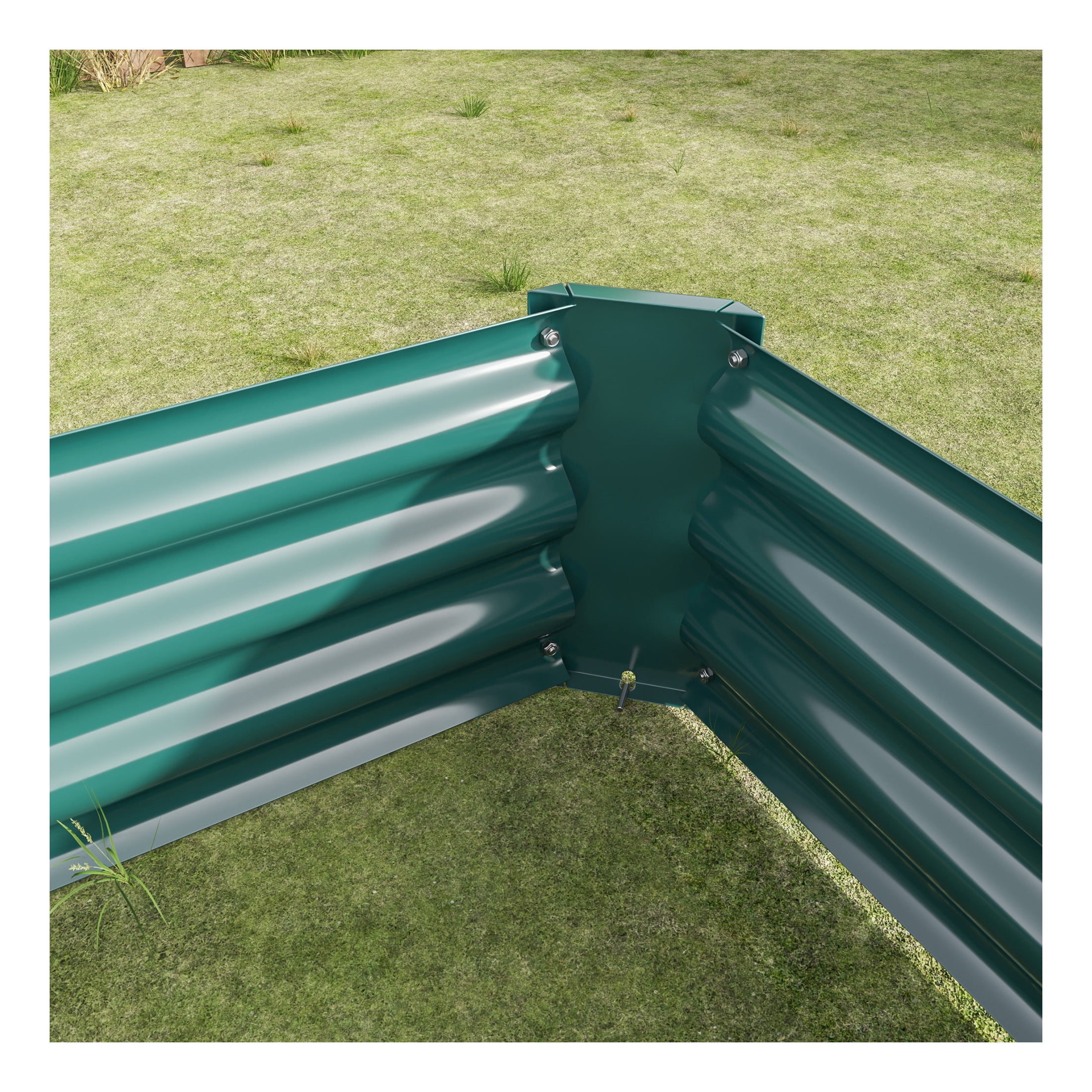 Elio Outdoor Metal 4×2×x1ft Raised Garden Bed, 4FT Planter Box, Rust-Resistant, Open Bottom, Sturdy Design for Vegetables, Flowers, Herbs, Silver