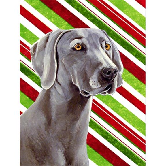 11 x 15 in. Weimaraner Candy Cane Holiday Christmas Garden Size Flag