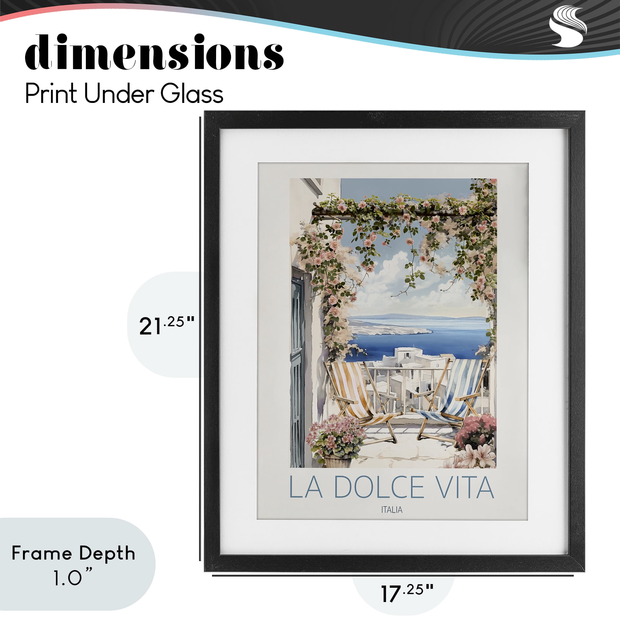 Stupell Industries Coastal Italian Balcony View Black Framed Print Under Glass, design by CAD Designs