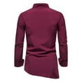 thumbnail image 3 of TAIAOJING Mens Long Sleeve Shirts Retro Mid-Length Top Stand-Up Collar Color Block Top Long-Sleeved Button Retro Blouse, 3 of 5