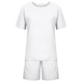 thumbnail image 4 of Caywon Women Short Sleeve Shirt and Short Pant Casual 2 Piece Set Pocket Detail Fashion Coordinates Comfortable Daywear Matching Outfit Separates White XXXXXL, 4 of 5
