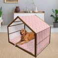 thumbnail image 2 of Valentines Pet House, Red and White Pattern with Sketchy Hearts Dots Arrows Romance and Love Theme, Outdoor & Indoor Portable Dog Kennel with Pillow and Cover, 5 Sizes, Scarlet White, by Ambesonne, 2 of 4