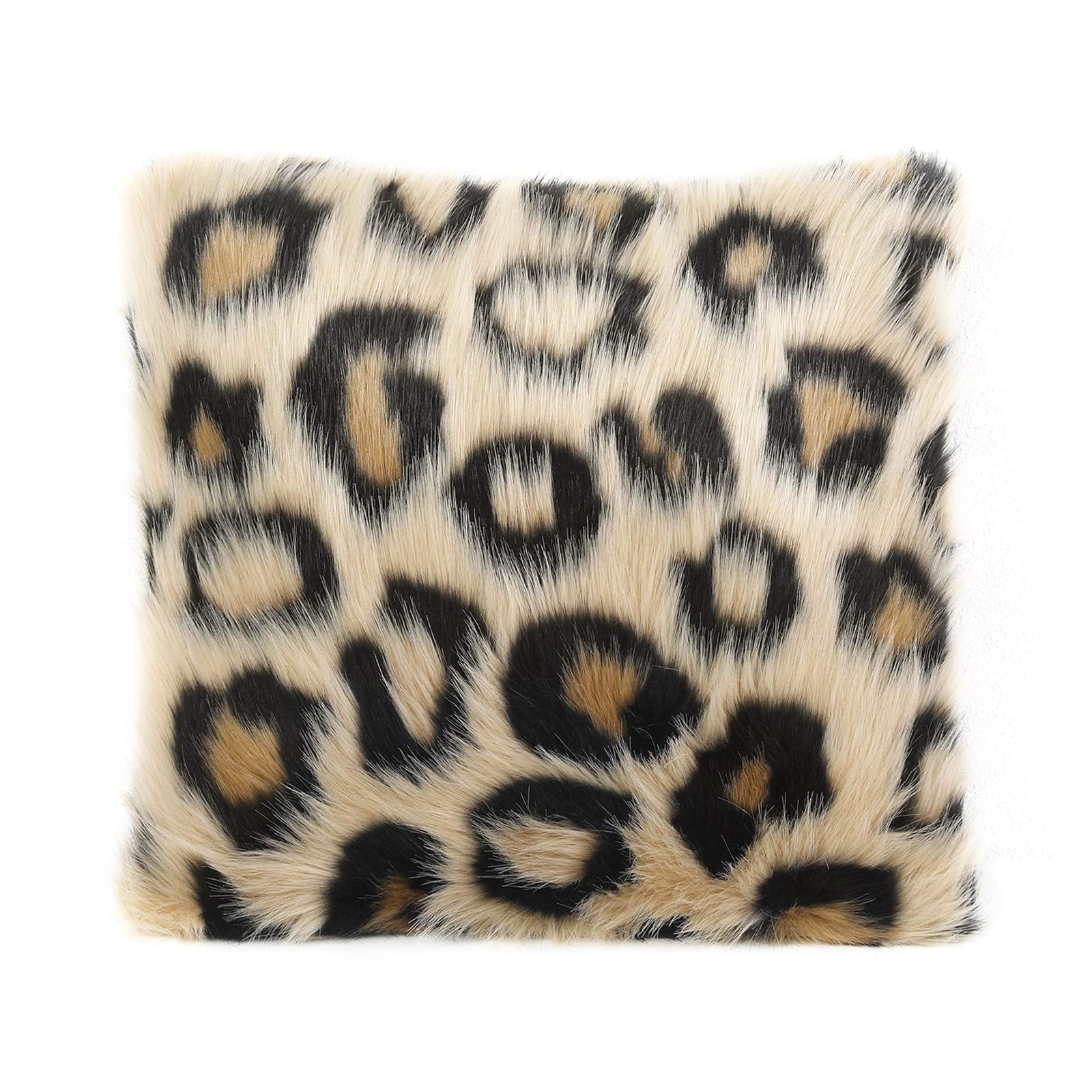 INSMEER Leopard Print Pillow Case Decorative Fluffy Pillow Covers Faux Fur Cushion Cover 18x18 inch for Bedroom Couch Sofa Home