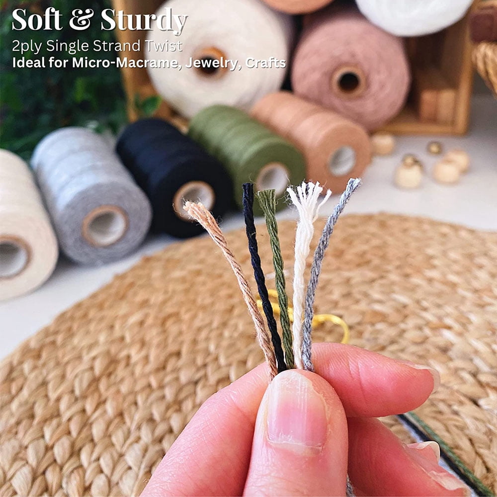 MesaSe Macrame Bakers Twine Pack - 1.5mm Cord, 110 Yard Roll, Mini Rolls in Pastel and Basic Colors - Cotton Twine for Knotting, rafting（10 pcs）