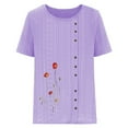 thumbnail image 4 of Birdeem Blouses pour Femmes Mode Imprimée Confortable Ample Manches Courtes Blouse Boutonnée Col Rond Décontracté, 4 of 12