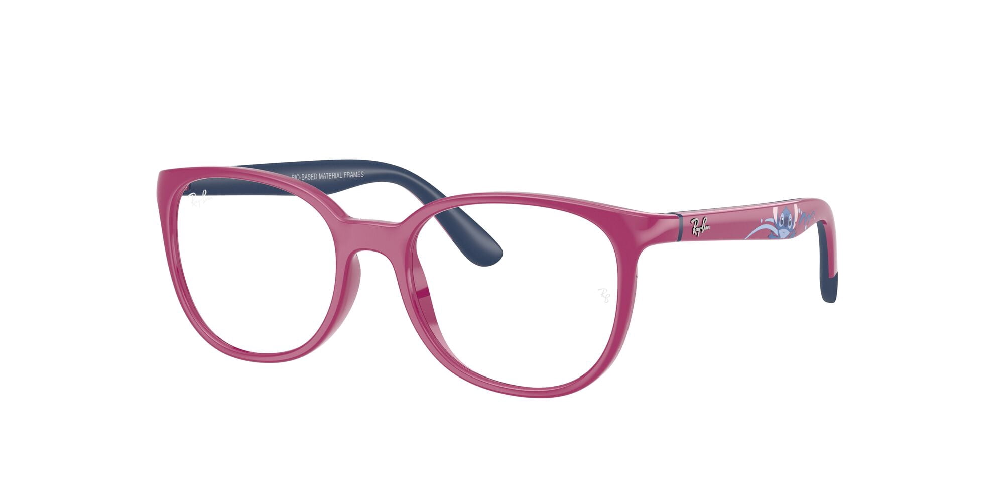 Ray-Ban Youth Size 47 0RY1631 Prescription Eyeglasses with Case, Fucsia with Rubber Blue/Demo Lens