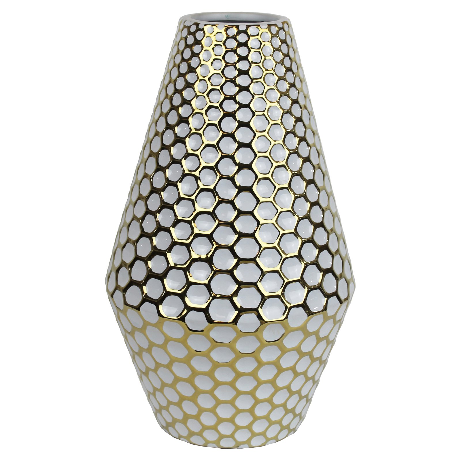 Sagebrook Home White and Gold Vase