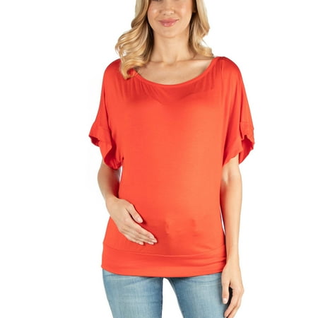 

24seven Comfort Apparel Loose Fit Dolman Maternity Top with Wide Sleeves M011214 Made in USA