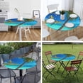 thumbnail image 5 of Tropical Beach Round Table Cloth Cover Green Palm Trees Blue Sea Sky Ocean Nature Tablecloth for Indoor Outdoor Picnic Party Fit for 40"-44" Round Tables, 5 of 6