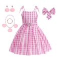 thumbnail image 2 of Disfraz rosa de película para niña, conjunto de ropa con Top estrellado y pantalones, vestido de princesa para fiesta de cumpleaños y Halloween, 2023, 2 of 3