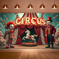 thumbnail image 4 of Colorful Theme Circus Banner Clown Design Decorative Elements Red Curtains Party Decoration Carnival for Kids Party Indoor Decoration Birthday Celebration, 4 of 9