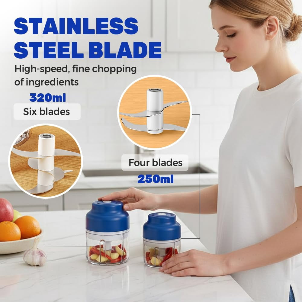 2026 Upgrade Electric Garlic Chopper, Mini Portable USB Charging Food Processor & Vegetable Chopper, Veggie Grinder for Garlic, Onion, Nuts, Herbs