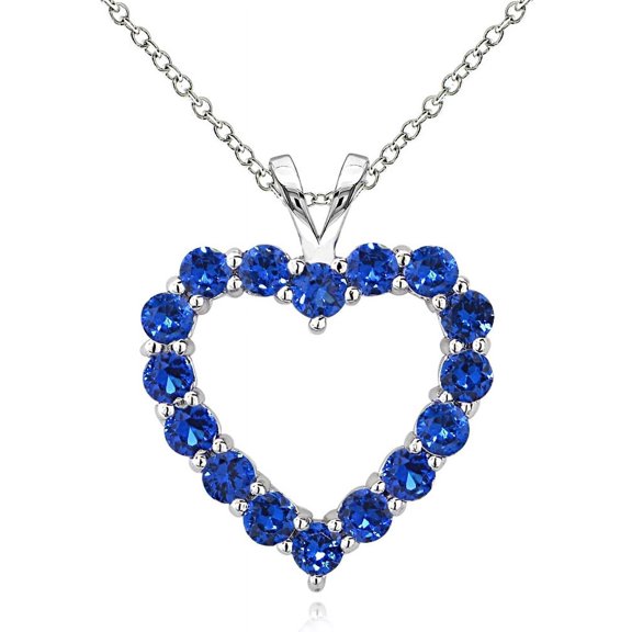 Sterling Silver 2.25 Ct Created Sapphire Open Heart Necklace