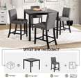 thumbnail image 2 of SESSLIFE Dining Table Set for 4, Counter Height Kitchen Table Set with Square Table and 4 Upholstered Chairs, Solid Wood Dining Room Set for Kitchen, Dining Room, Space-Saving, Light Grey & Black, 2 of 7