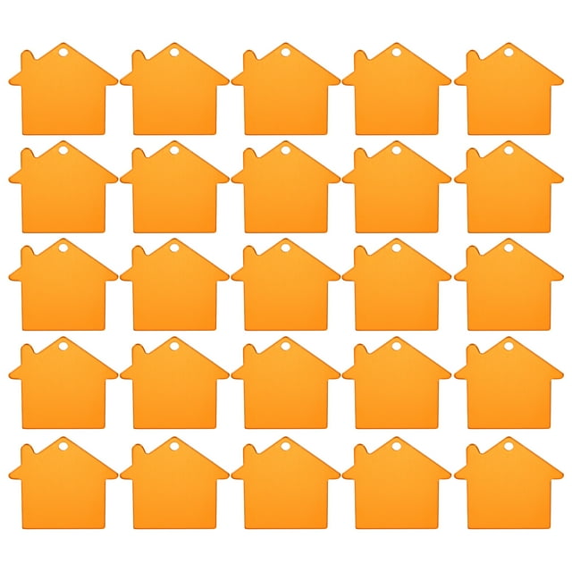 Unique Bargains House Shape Blank Tags Metal Estampage Tag Blank Dog ID Tags, Tags de Gravure Jaune, 25 Pack