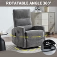 thumbnail image 3 of Heat Massage Manual Recliner Chair with 360 Degree Swivel Rocker and Lumbar Support in Soft Fabric for Living Room, Grey, 3 of 7