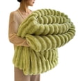 thumbnail image 2 of Striped Bubble Faux Rabbit Fur Throw Blanket,60"x80",Ultra Soft,Luxury Ribbed Faux Fur Throw,Thick Warm Textured Blanket,Cozy Fluffy Reversible Polyester for Bed,Couch,Chair,Sofa,Green, 2 of 6
