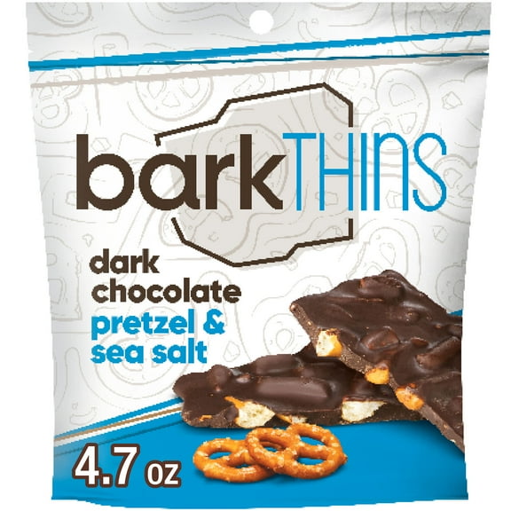 Barkthins Dark Chocolate, Pretzel and Sea Salt Snacking Chocolate, Bag 4.7 oz
