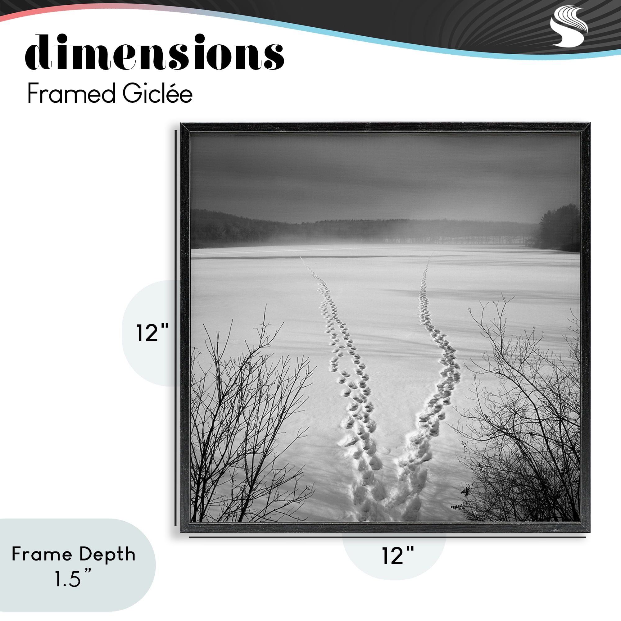 Stupell Industries Snowstep Tracks Across Frozen Lakes Black Framed Giclee Art, design by Chip Forelli
