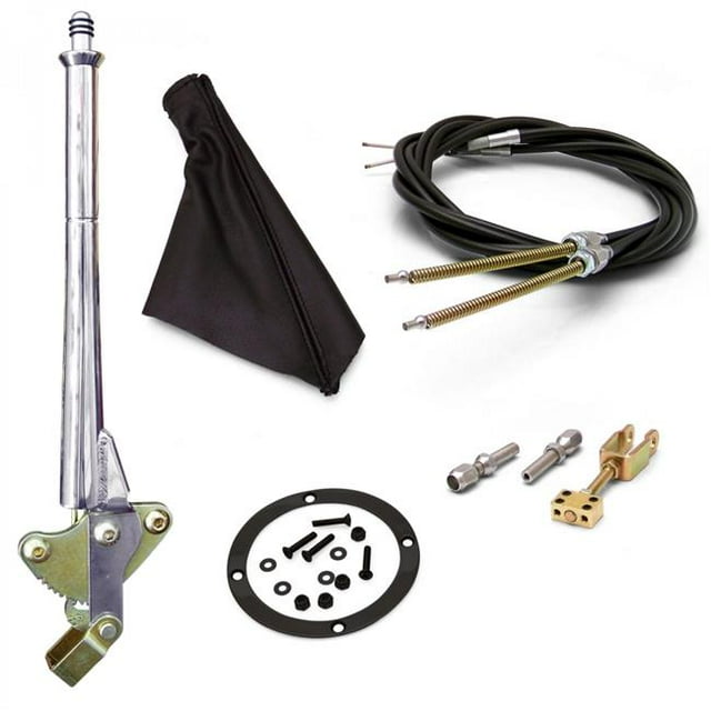 16 in. Transmission Mount Emergency Hand Brake Black Boot, Black Ring & Cable Kit