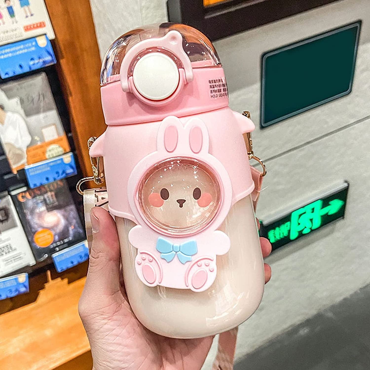 Cute Water Bottle with Bunny Ears and a Straw - Kuru Store