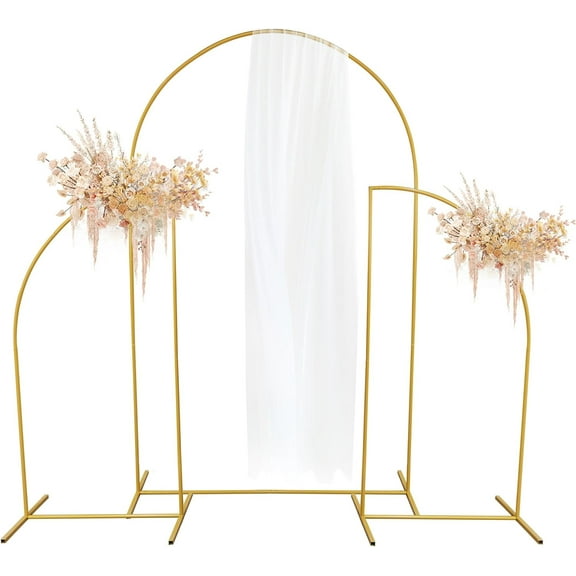Wedding Arches for Ceremony,3Pcs/Set Wedding Arch Metal Geometric Irregular Garden Arch Easy Assembly Gold Backdrop Stant Balloon Arch for Bridal Birthday Baby Shower Party Decoration (Gold)