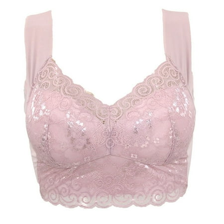 

〖Hellobye〗Oversized Bra Sexy Lace Vest-style No Steel Ring Bra Ice Silk Underwear