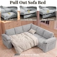 thumbnail image 4 of YOKWOK 85.4" L‑Shaped 5 Seat Sectional Sofa with Pull Out Sleeper Bed, Corduroy Upholstered Sofa with Hidden Storage Chaise, Sectional Couch for Living Room, Light Gray, 4 of 9