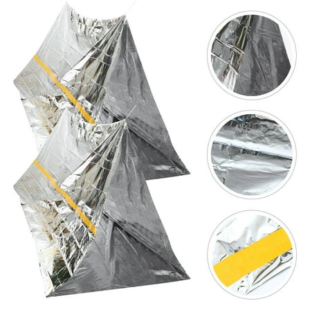 DRAFIDEEP 2Pcs Emergency Tents for Outdoor Enthusiasts Silver 94.32x58.95x35.37 in